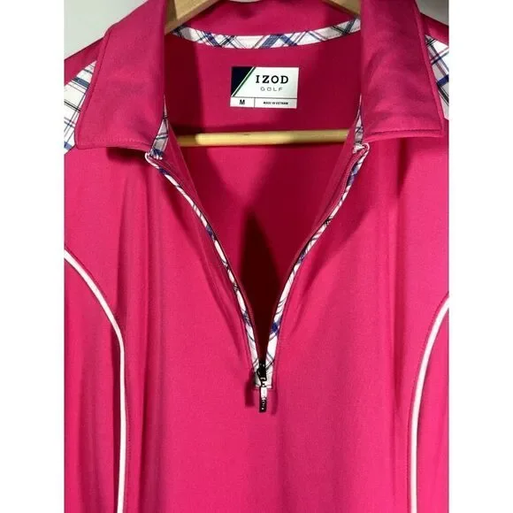 IZOD Women's Sleeveless 1/4 Zipper Polo Mini Golf Dress Pink Size Medium - Picture 4 of 8